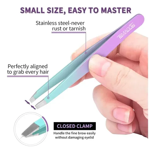 Set 7 Pinzas Precisión Para Cejas Con Tijera Curva Y Navaja
