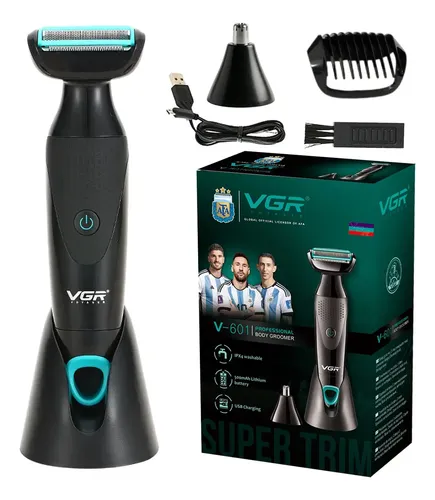 Afeitadora Eléctrica Vgr V-601 Intima Corporal Nariz 2 En 1 Color Verde