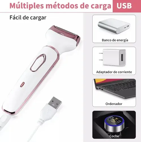 Depiladora Eléctrica 4 En 1 Portatil Usb Mujer Cuerpo Cara