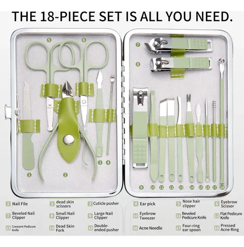 Za Set De 18 Piezas De Manicura, Alicates Para Piel Sd