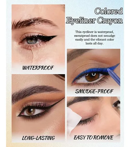 Lápiz Delineador En Gel Waterproof 12 Colores Con