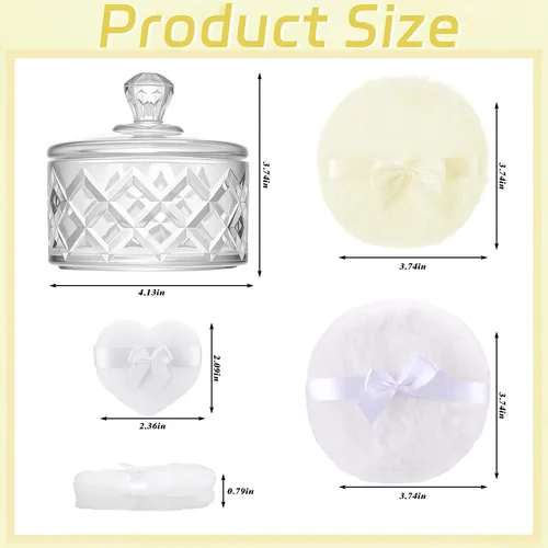 Set Powder Puff Pimoys Con Lazo Blanco/amarillo, 3 Unidades