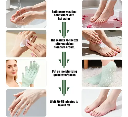 Guantes Y Medias Hidratantes Gel Spa Verdes Para Manos Y Pie