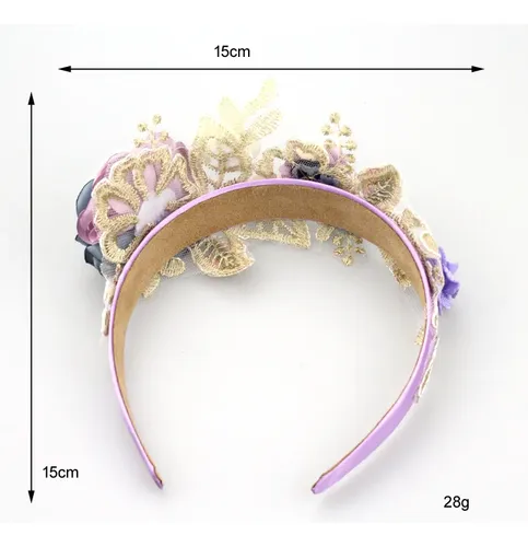 Vincha 3d Floral Bordada Encaje Diy Clip De Pelo