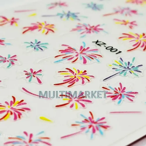 Stickers 5d Relieve Deco Uñas – Fuegos Artificiales, Navidad