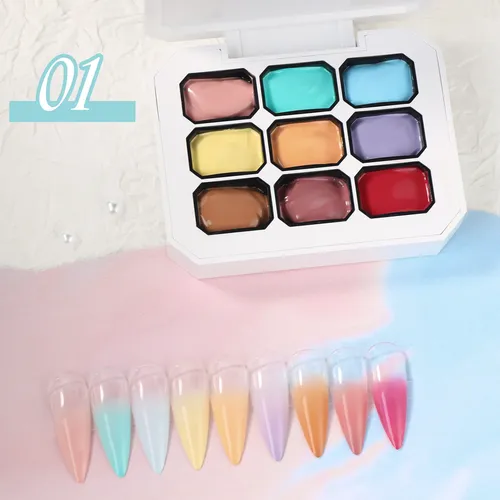Set 9 Geles Para Uñas Efecto Aura Degradé