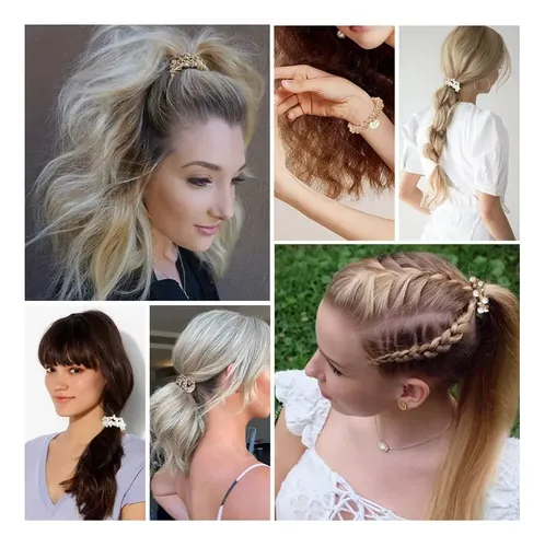 9 Bandas Elásticas Con Perlas Para El Cabello