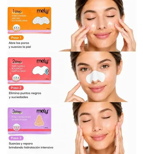 Parche Puntos Negros Pack 3 Pasos Mascarillas Limpieza Nariz Tipo De Piel Mixta