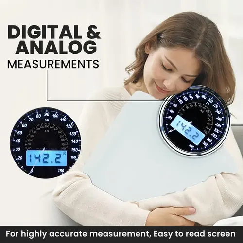 Báscula Digital Y Analógica Eilison 400lbs, Vidrio Templado