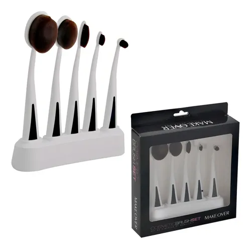 Set De 5 Brochas Maquillaje Primont Para Ojos Rostro Contorno Marrón