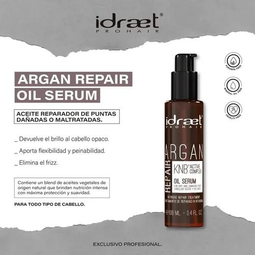 Argan Repair Oil Serum Aceite Capilar Reparador Idraet 100ml