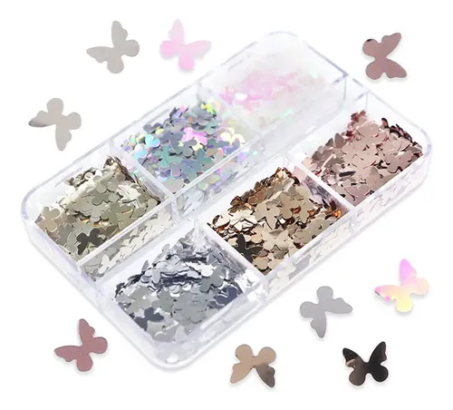 [ 6 Rejillas 3d For Uñas Con Forma De Mariposa, *