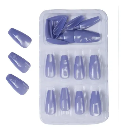Uñas Press On Nails Veluna Reutilizables Diseños Variados Color Violet Whisper