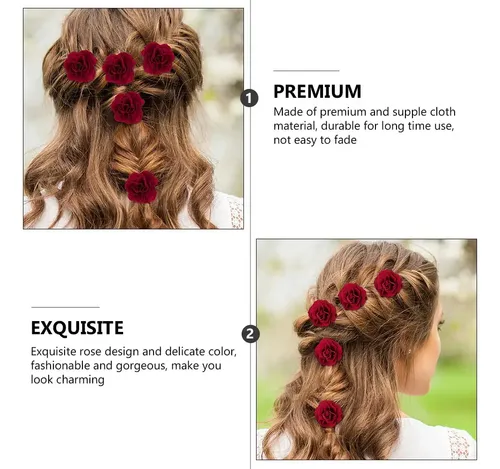 6 Piezas Horquillas De Rosa Roja Para Boda Y Novia