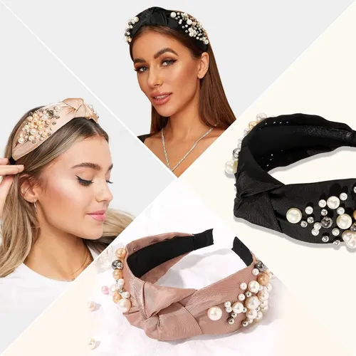 6 Diademas Para Mujer Acolchadas Con Perlas