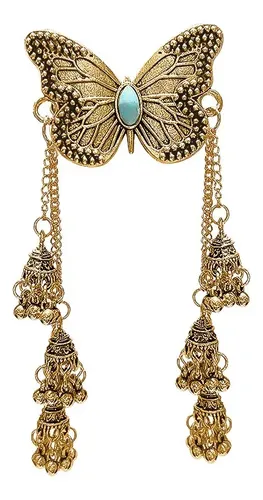 Nuevos Accesorios De Pelo Con Borlas De Mariposas Chinas De  Bronze Gold Butterfly Bell Fringed Duck Clip