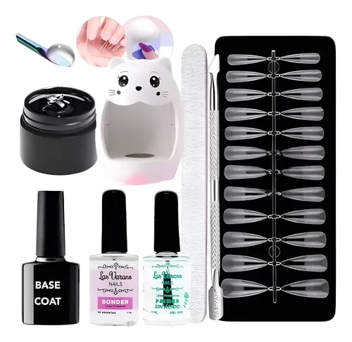 Kit X 240 Uñas Press On Gel Solido Mini Cabina Lima Primer