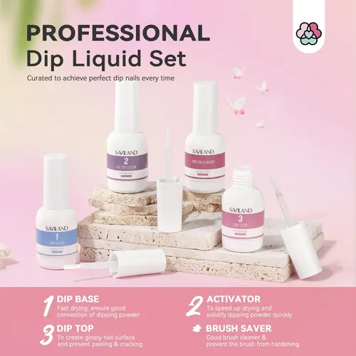Kit De Uñas En Polvo Saviland Con Taladro, 20 Colores, Veran