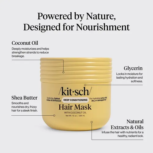 Mascarilla Kitsch Para Cabello Dañado, Aceite De Coco, 10 On