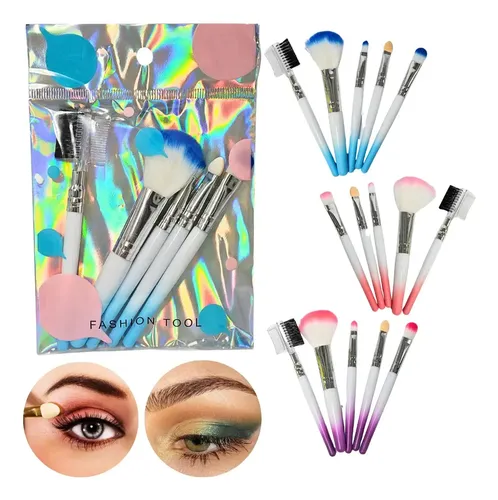 Set Mini Brochas Maquillaje X7 Pinceles Sintéticos Marca DD2 Compacto