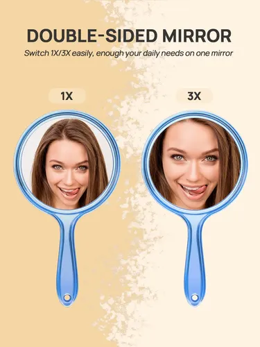 Espejo De Mano Omiro De Doble Cara Con Aumento 1x/3x Con Asa