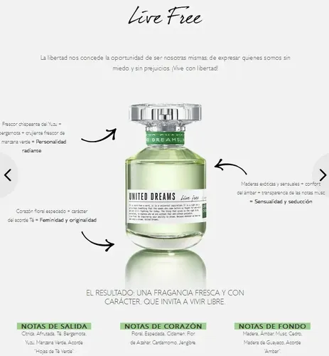 Perfume United Dreams Live Free Benetton Mujer Cofre 80 Ml + Body Lotion 75 Ml