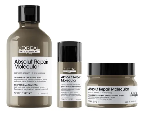 Shampoo+máscara+crema Peinar Abs Repair Molecular Loreal Pro