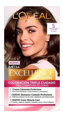 Kit Tintura Permanente L’ Oréal Paris Excellence Creme 5 Castaño Claro