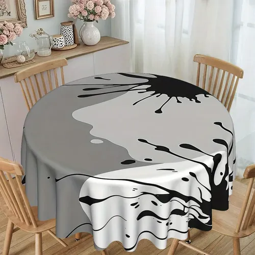 Pestaña Redonda De Cocina Y Comedor Con Estampado De Tinta A