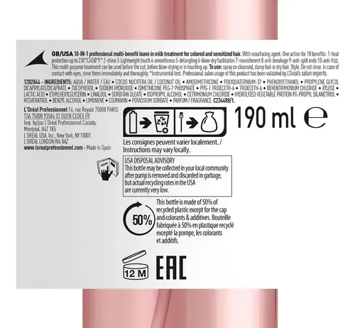 Spray 10 En 1 Protección Color 190ml L’oréal Professionnel