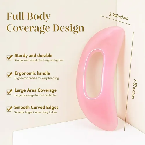 Set Rodillo Y Gua Sha Cuarzo Rosa Para Rostro Y Cuerpo