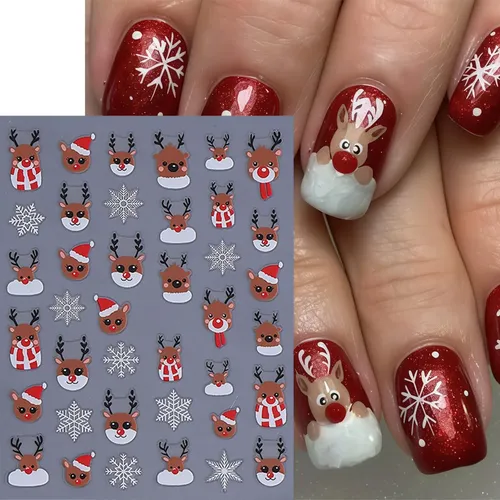 Pegatinas De Uñas Csybaris Christmas Red Winter Snowflake 3d