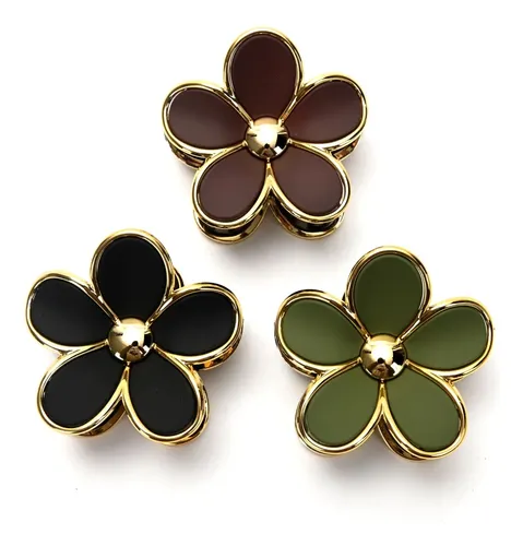Broche De Pelo Flor Margarita Opaco Con Dorado
