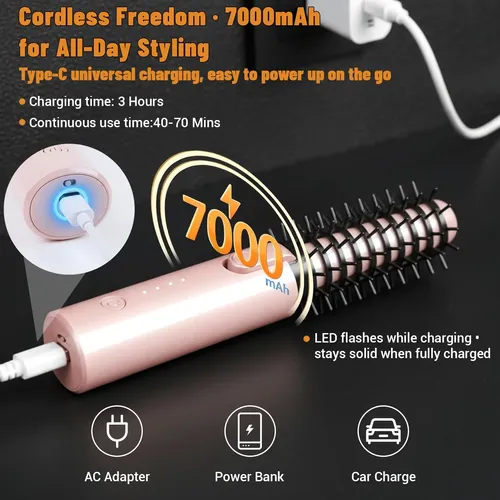 Cakka Plancha De Pelo Inalámbrica 3 En 1 Viaje 7000mah .