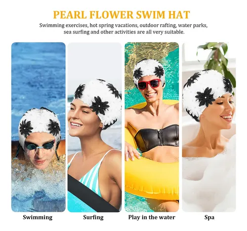 A Gorro De Natación Con Forma De Flor De Perla Hueca Ljk