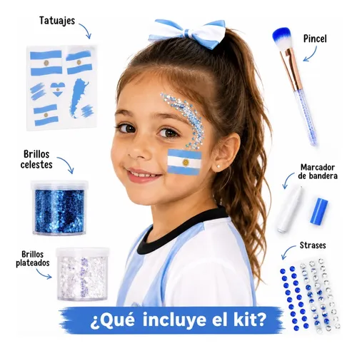 Glitter En Gel Argentina Mundial Kit Mini Maquillaje Glitter