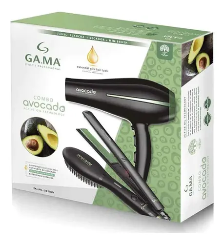 Set Gama Secador Bora + Alisador Elegance + Cepillo Avocado Color Negro