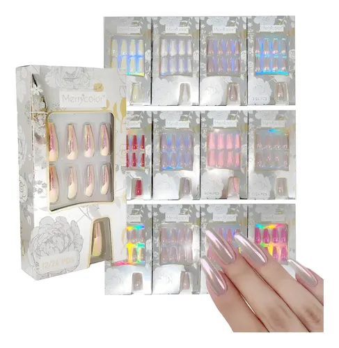 Uñas Postizas Press On Pegatinas Ballerinas Tips Colores 6