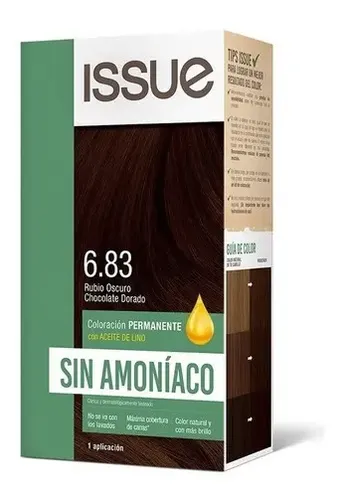 Tintura Issue Sin Amoniaco 6.83 Rubio Oscuro Chocolate Dorado Permanente Crema