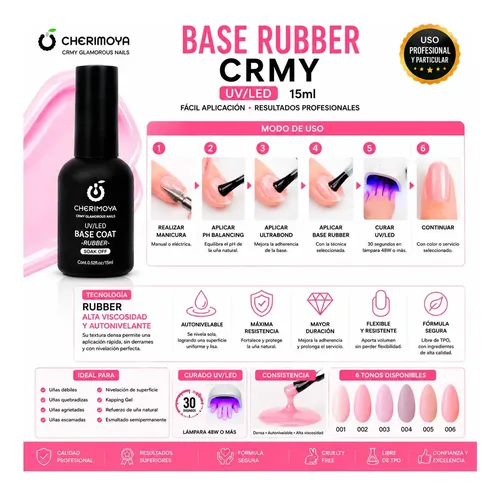 Base Coat Cherimoya Rubber Esmalte De Uñas Profesional