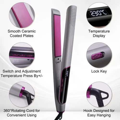 D2260701-4-1 Plancha Alaciadora De Cabello Con Pantalla Led