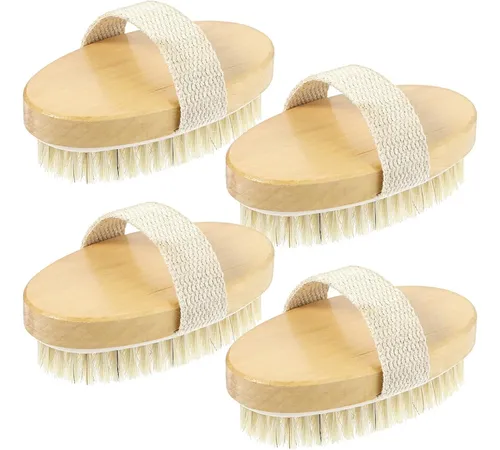Set 4 Cepillos Secos Exfoliantes Naturales Para Piel