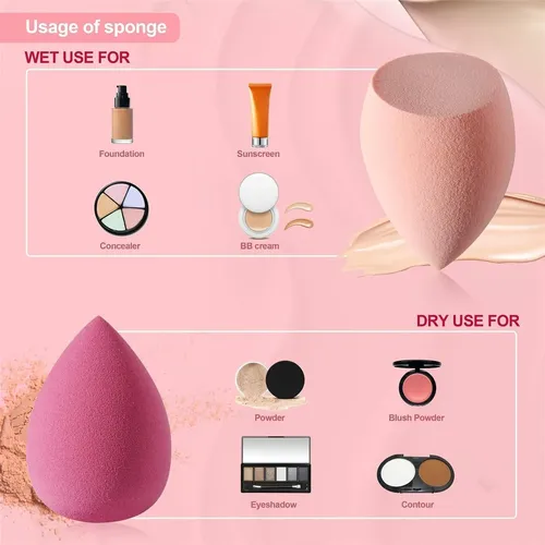 Set 4 Esponjas Maquillaje Para Difuminar Bases Con Estuche