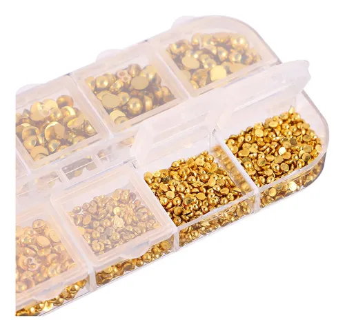 1 Caja Calcomanías Uñas Decorativas Perla Dorada