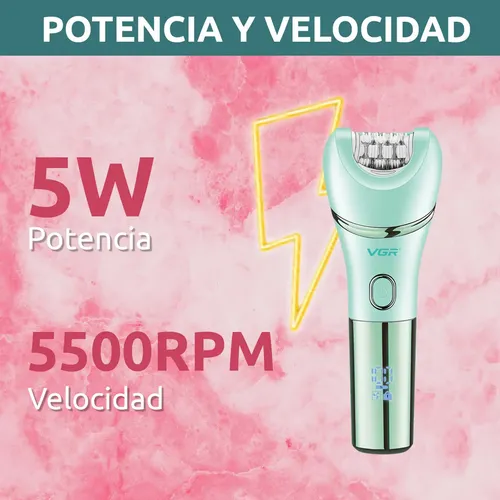 Depiladora Corporal Con Exfoliador 7 en 1 Vgr V-756 Ipx7 Turbo Color Verde
