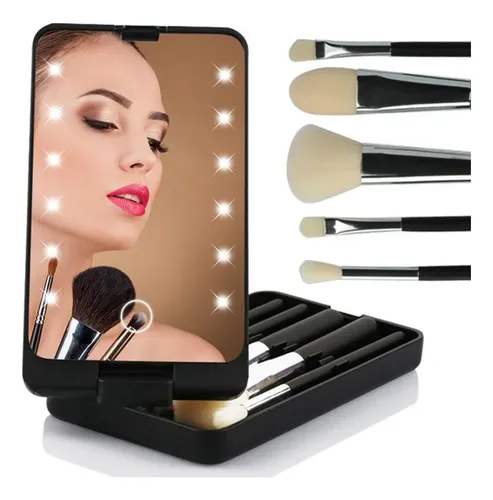 D Espejo De Maquillaje Con Luz Led, Brochas Cosméticas