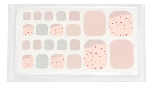 Tiras De Gel Para Pies Autoadhesivas 22u – Sin Lampara Uv Nude Rosa Confetti