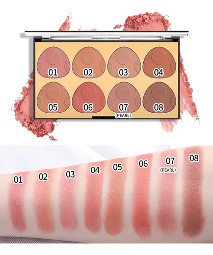 Paleta De Rubor Y Contorno De 8 Colores, Acabados Brillantes