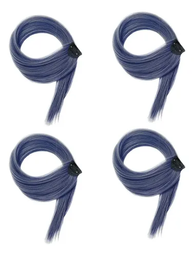 4 Pelucas Teñidas De Orejas Colgantes, Azul Profundo