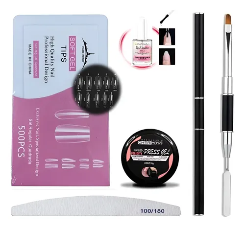 Kit Soft Gel 500 Tips Paris Night + Gel Sólido Cheri + Lima!